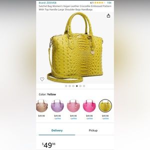 Satchel bag Vegan crocodile leather